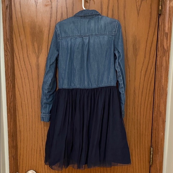 OshKosh B'gosh UGC Girls Size 10 Denim Chambray and Navy Tulle Dress - Picture 9 of 11